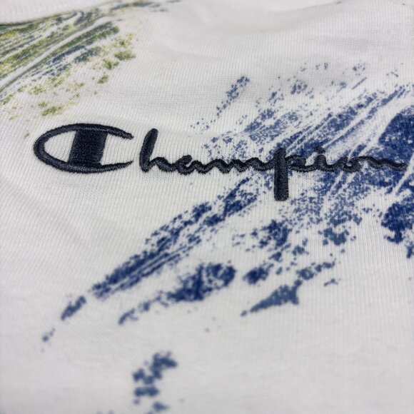Champion Heritage Heavyweight Cotton T-Shirt With Blue & Yellow Brushstroke M. - Picture 10 of 10